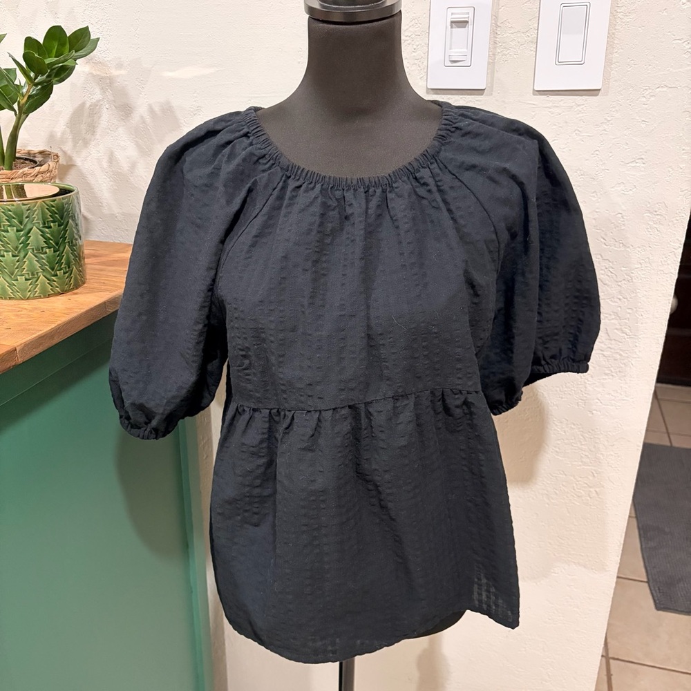 Old Navy Puff Short Sleeve Black Women's Top